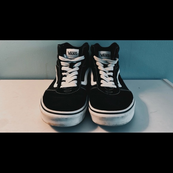 Mens high canvas vans - black/white - mens size 12 - Picture 4 of 4